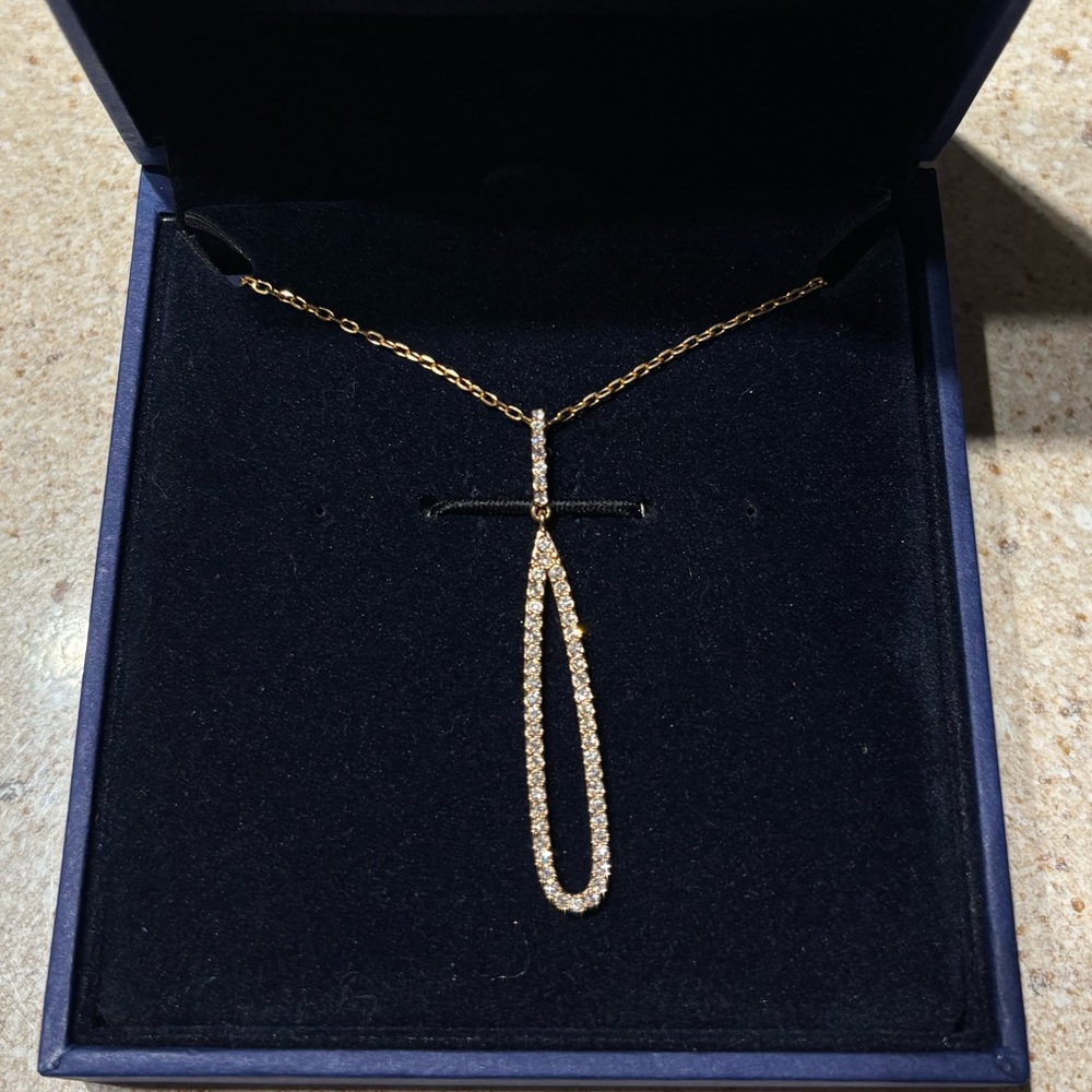 Swarovski Gold Crystal Loop Pendant Necklace